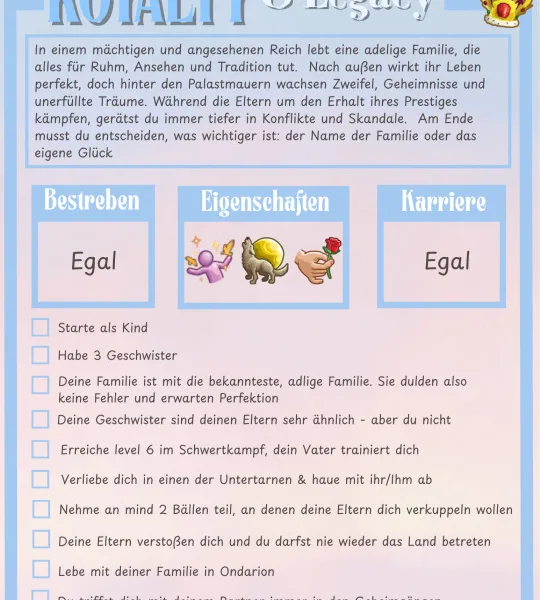 Regelübersicht der Royalty & Legacy Challenge