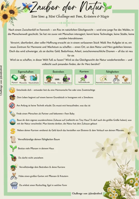 Vollständige Regeln der Sims 4 Mini-Challenge Zauber der Natur